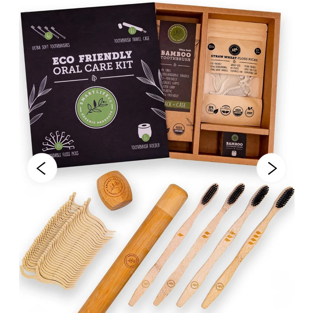Eco Friendly Oral Care Kit Organic,Vegan Bamboo NEW in Original Box - Picture 2 of 10